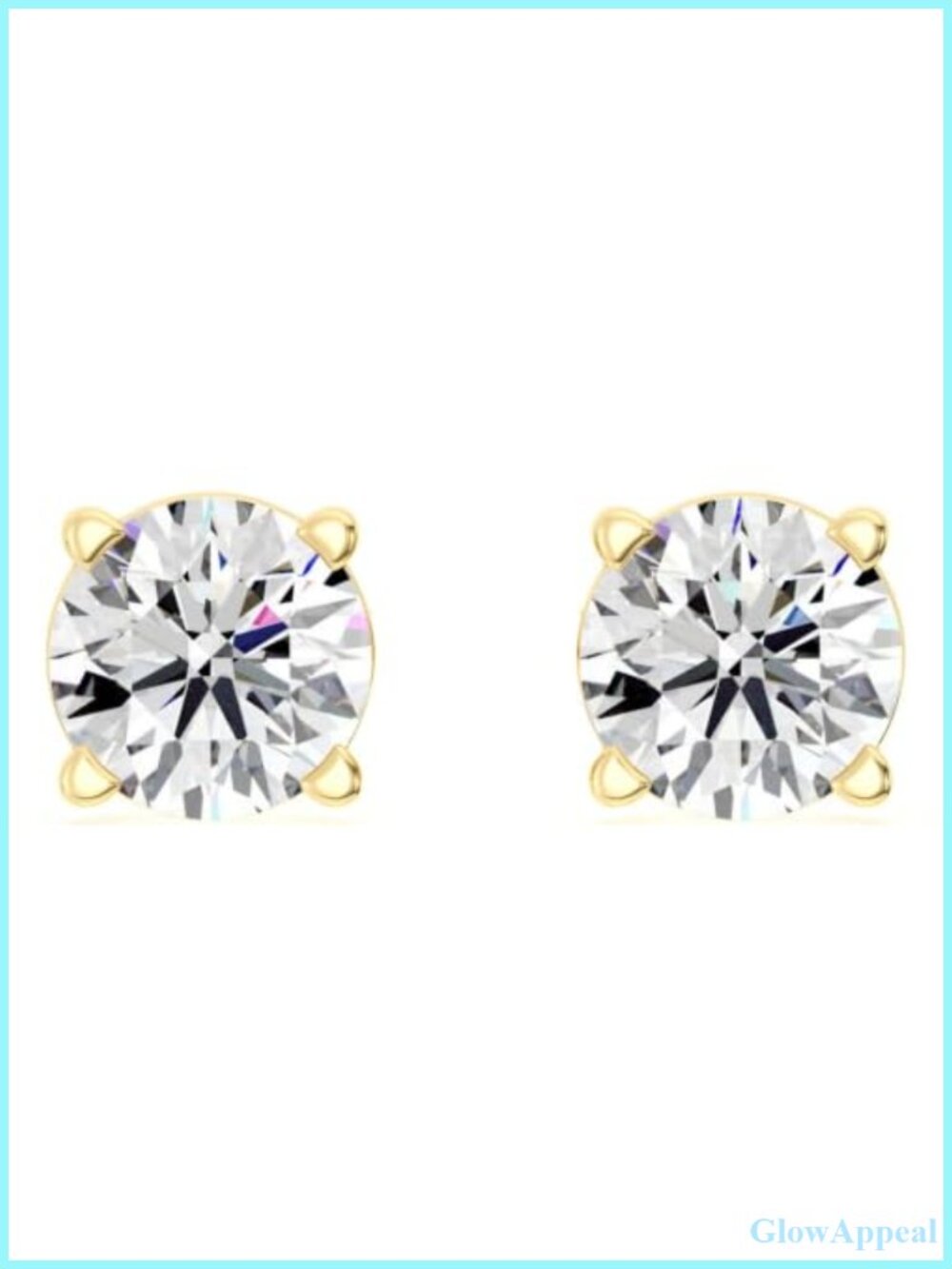 Lab Grown Diamond Stud Earrings 925 Sterling Silver 14KT Gold Plated Women